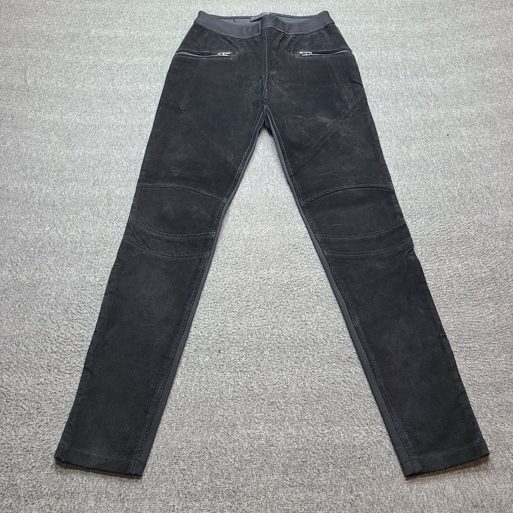 BlankNYC Moto Leggings Womens 26 Black Excellent Suede Leather Front‎ Pull On